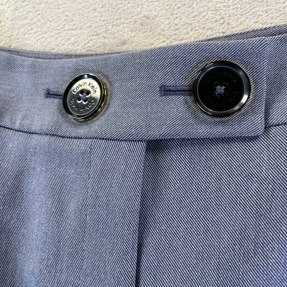 Calvin Klein Dress Pants 10 Blue Twill Cuffed Trousers Minimalist Corporate - Picture 8 of 14